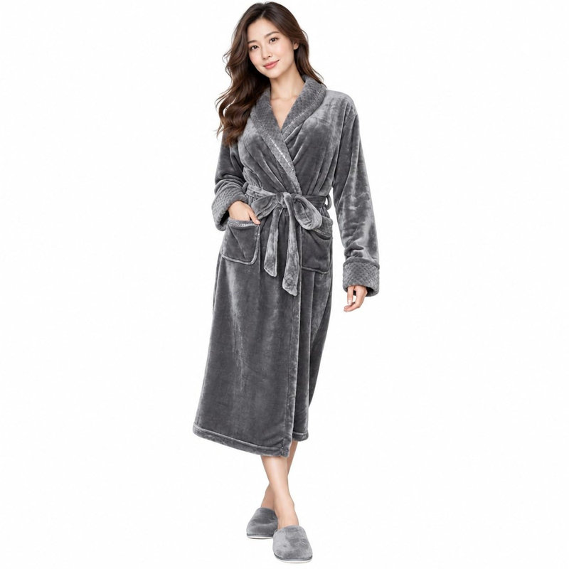 LOTUS LINEN Peignoirs moelleux moelleux peignoirs longs, M / G, gris