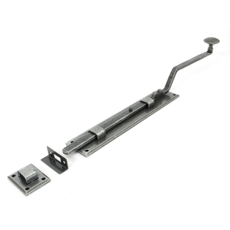 French Pewter Door Bolt, Pewter Patina, 43.5cm H x 4.7cm W x 7.2cm D