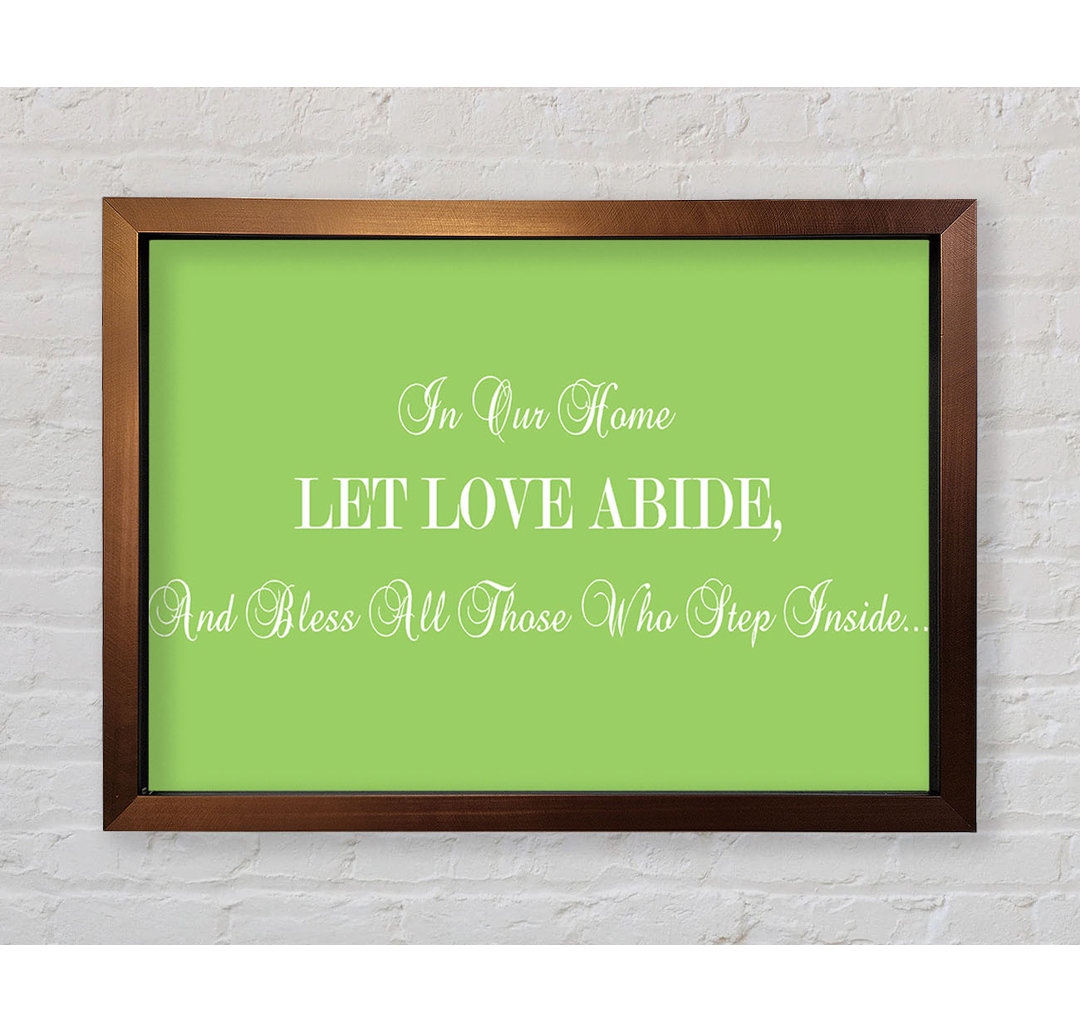 Macdoel Love Quote In Our Home Let Love Abide Pink Framed Print Wall Art