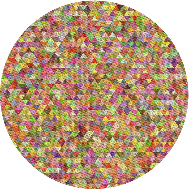 Tapis rouge/bleu/vert tissé à la machine, Rond 4 pi