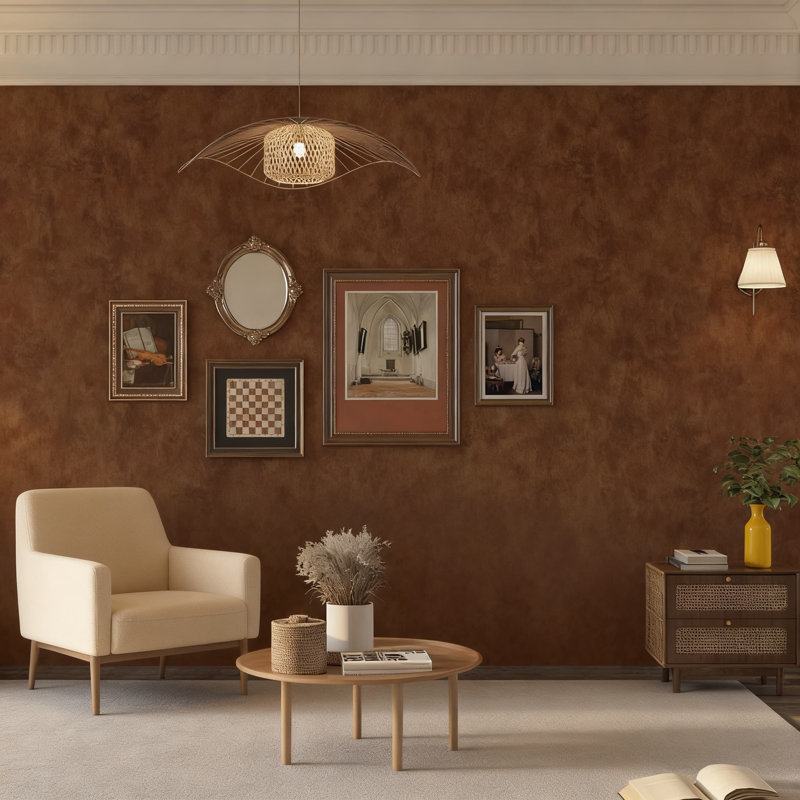 Papier peint auto-adhésif amovible Mid-Century, Doré