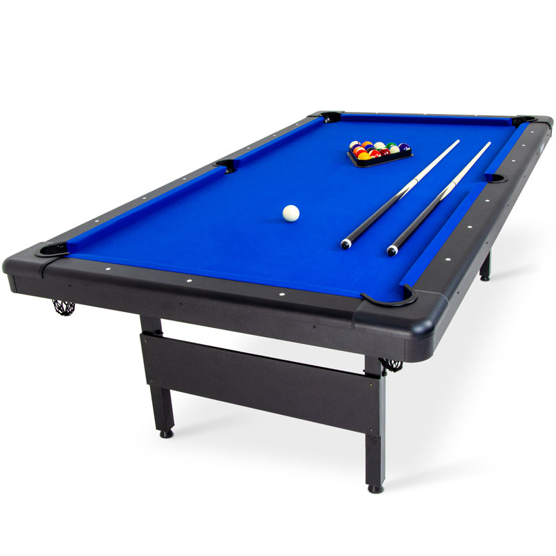 GoSports Full Size 8 ft x 4.2 ft Billiards Game Table - Foldable Design - Black, Blue