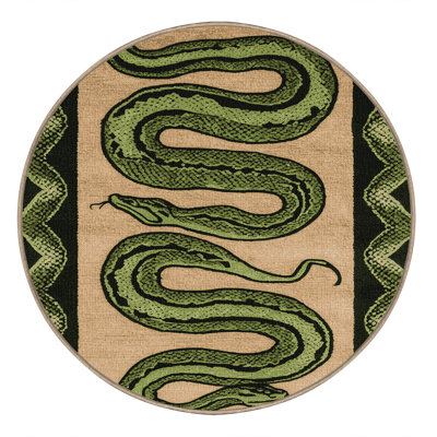 Washable African Bush Viper Wildlife Area Rug