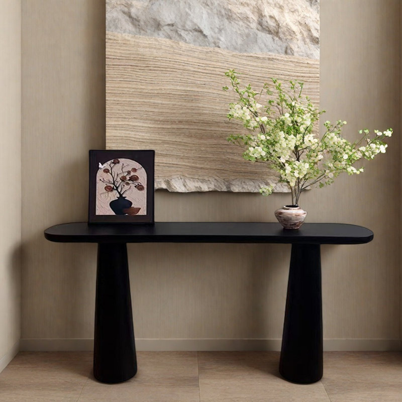 Console en bois massif noir, H 31,5 po x l 70,9 po x P 11,8 po