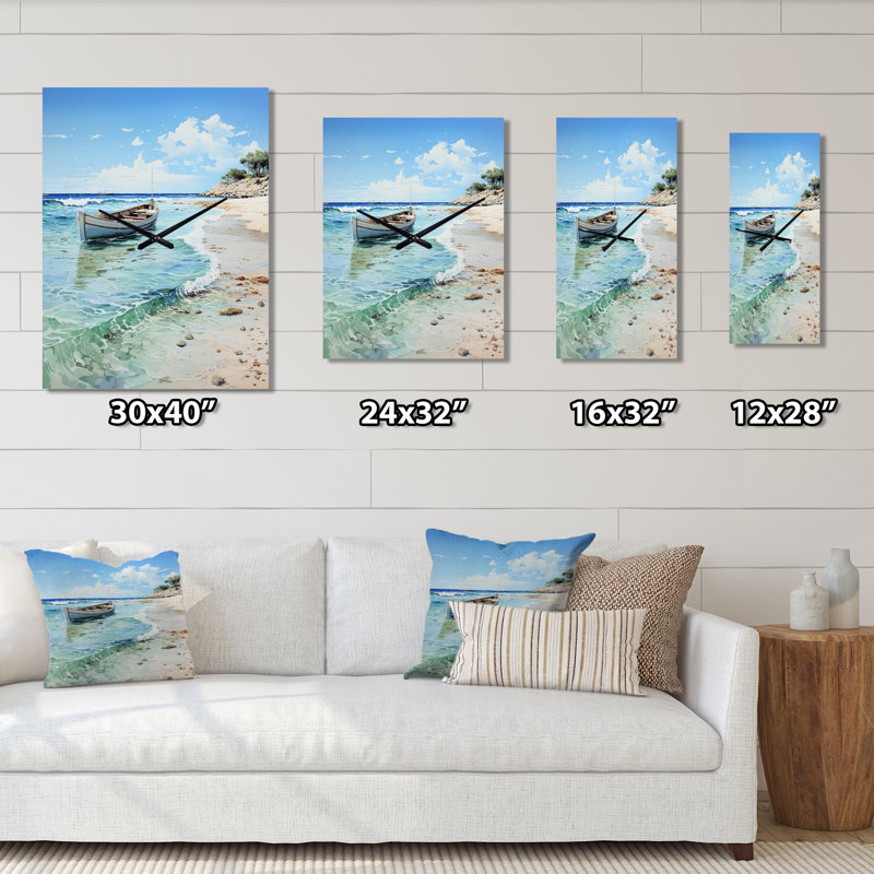 Beach Photo Serene Shores V - Horloge murale nautique et de plage surdimensionnée, H 28 po x l 12 po x P 1 po