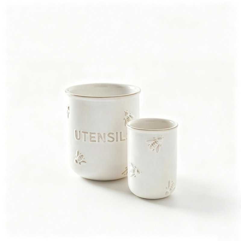 Ceramic / Porcelain Round Utensil Crock