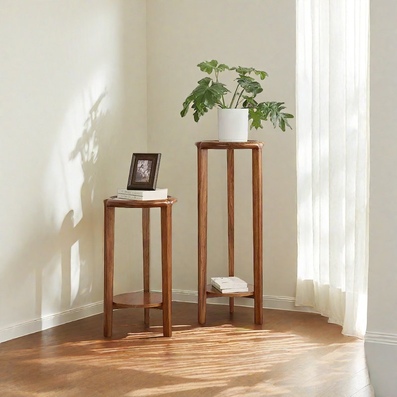 Simple Solid Wood Plant Stand with Thickened