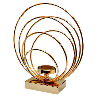 Bougeoir de table en métal 7,08 po avec ouragan en verre, finition bronze pour décoration de Noël