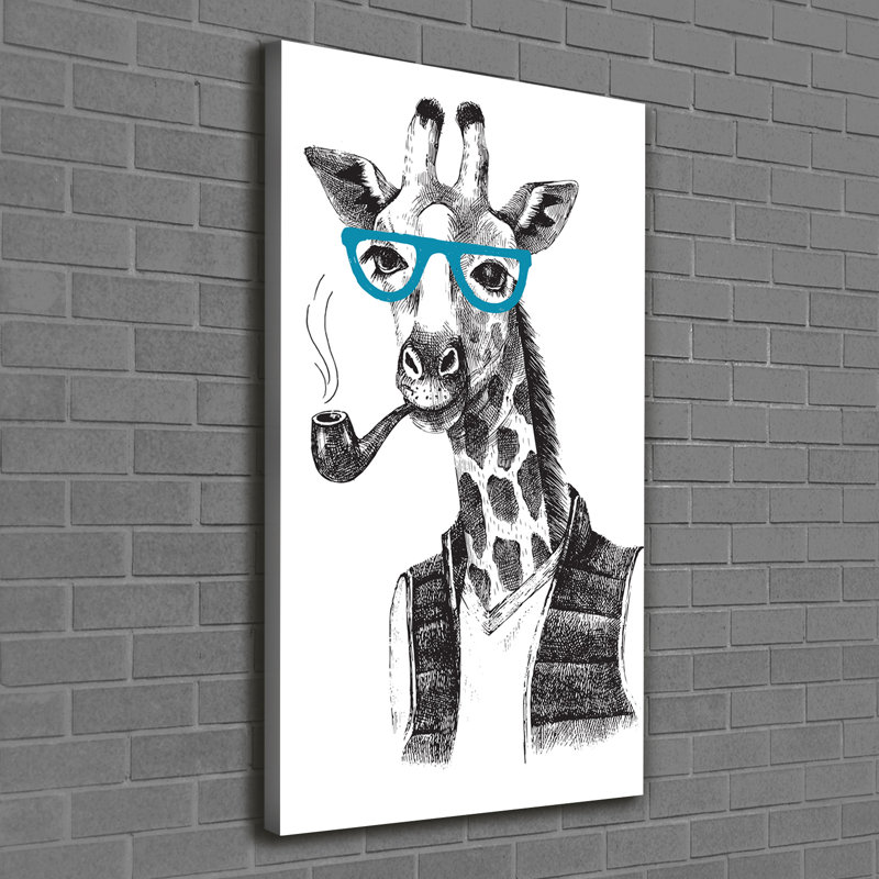 Giraffes With Glasses - Wrapped Canvas Print