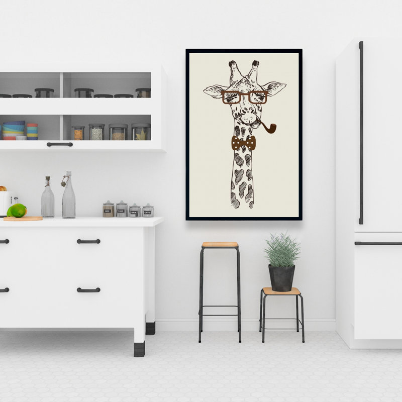 Drôle de girafe avec toile encadrée | Animal Home Decor