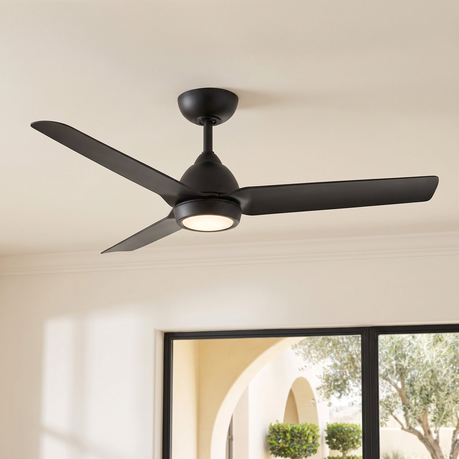 Mocha 54" Smart Ceiling Fan with Light Kit, Matte Black, With Light Kit