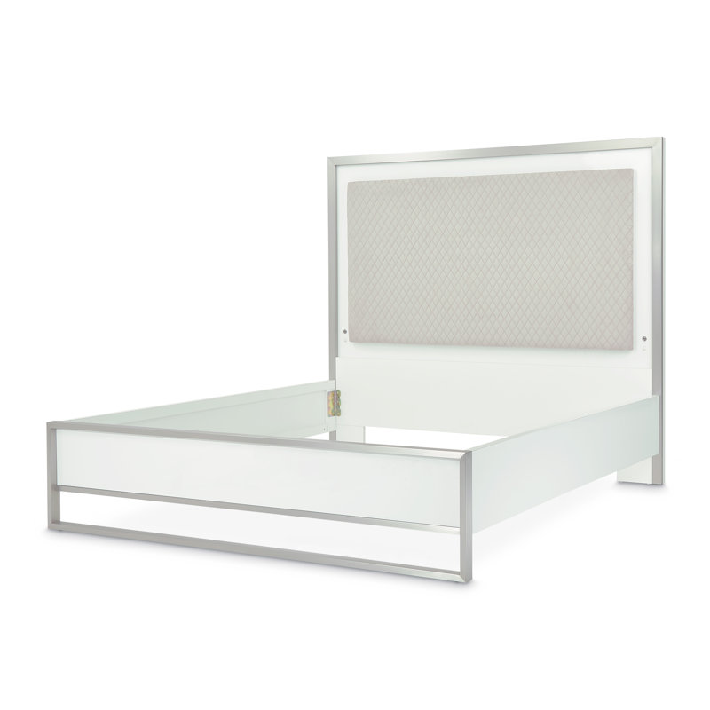 Marquee Panel Bed with LED Lighting - Cloud White, Queen