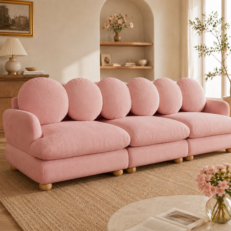 Canapé modulaire en chenille Veloria Comfy, Rose