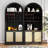 70.86" Height Arched Bar Cabinet With Wine Rack, Farmhouse Wine Cabinet With Rattan Cabinet And Open Shelves-440313478
