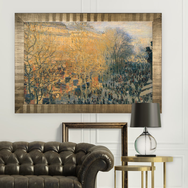 « carnaval boulevard » par claude monet, reproduction de peinture à l’huile, H 29 po x l 41 po x P 2 po, Pas de tapis