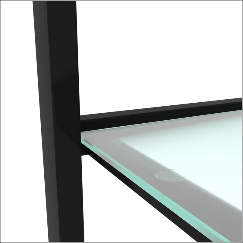 Set Of 2 Glass Two Layer Tea Table, Transparent/Black