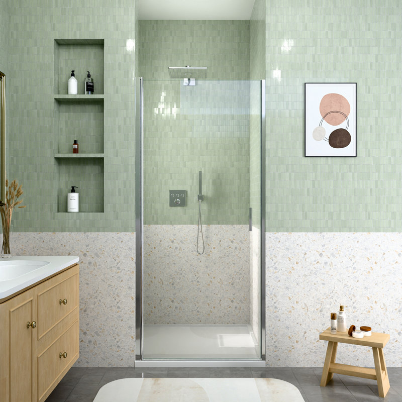 Semi-Frameless Pivot Shower Door with Magnetic Soft-Close and Zero-Leakage Protection