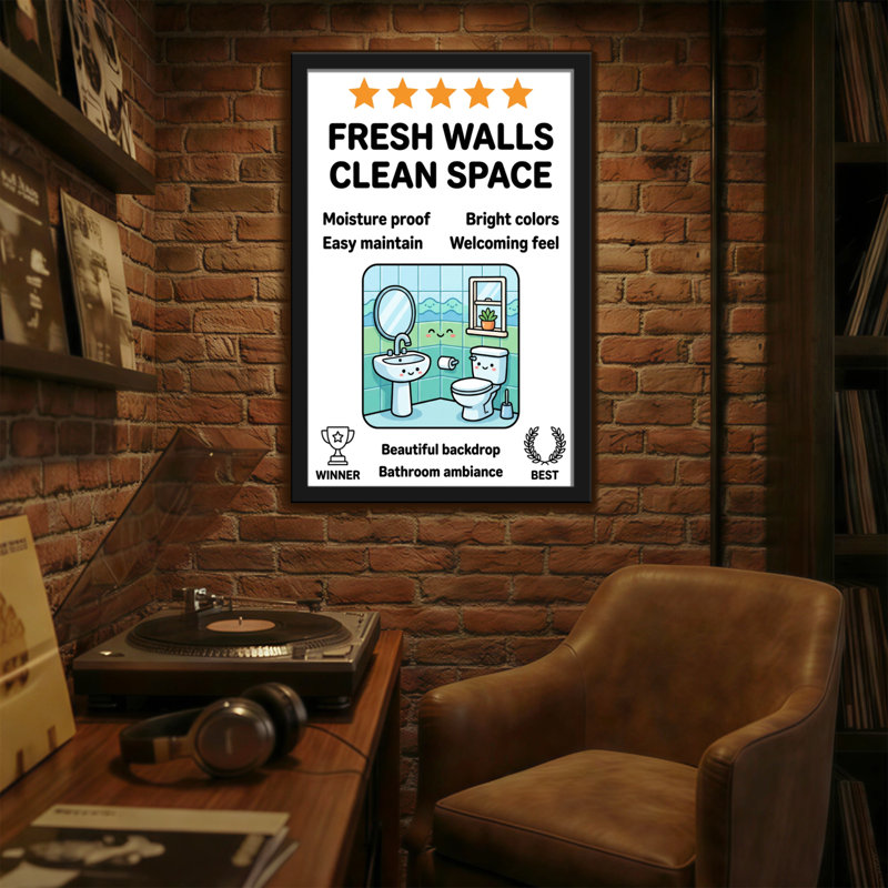 «Bath & Laundry Fresh Walls Clean Space Bathroom», impression de motif, H 16 po x l 24 po