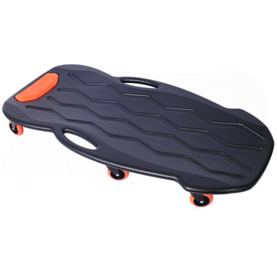 Plastic Creeper 42 Inch With Carrying Bag - Blow Molded Ergonomic HDPE Body With Padded Headrest & Dual Tool Trays - 330 Lbs Capacity ORANGE