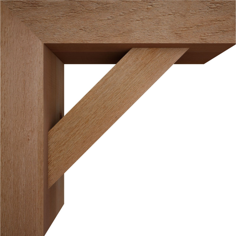 6"W x 22"D x 22"H Traditional Block Rough Sawn Bracket w/ Offset Brace, Western Red Cedar, 22 x 22