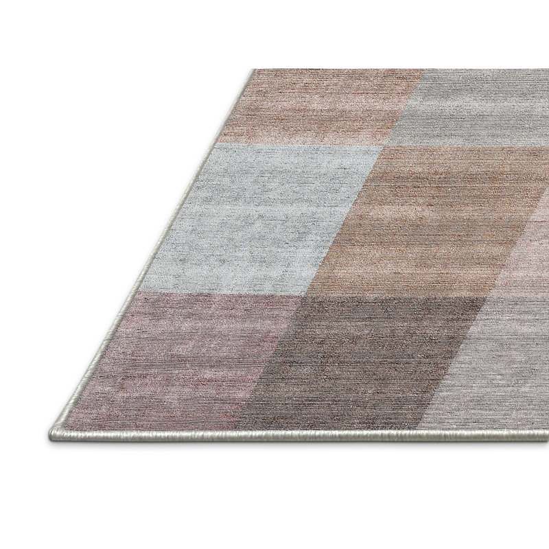 Tapis contemporain gris / rose / rouge, Rectangle 6 pi x 9 pi