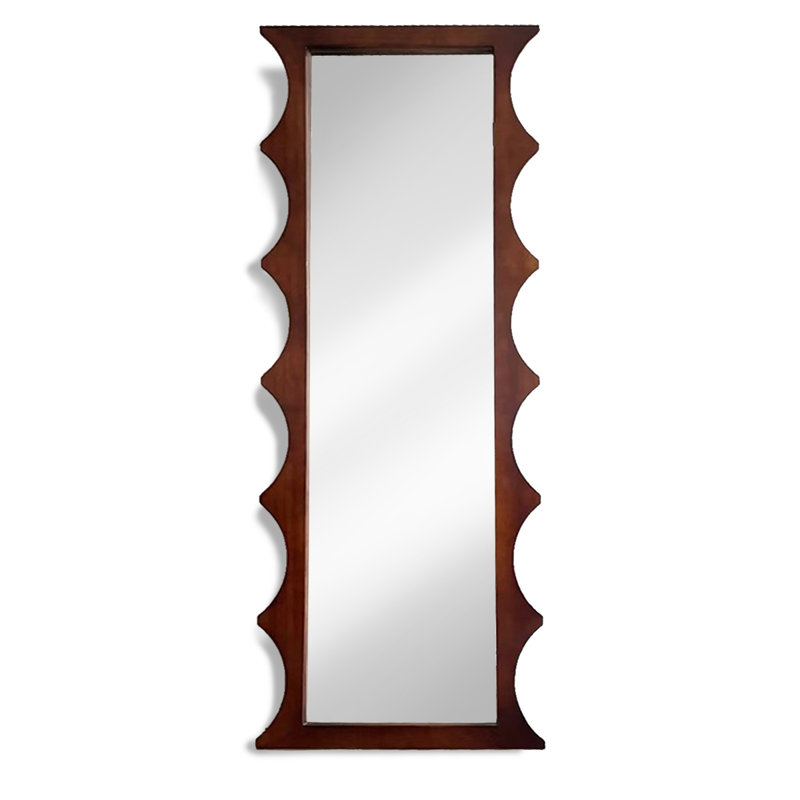 Medieval-Style Wooden Carving Board Frame Irregularly Shaped Full-Length Mirror, 62.99” x 23.62”