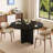 43.3''-59'' Extendable Dining Table for 4-8, Round to Oval Kitchen Table with Hidden Storage & Sturdy Cross Base, Modern Dinner Table for Dining Room Living Room, Removable Leaves, Black-118230224