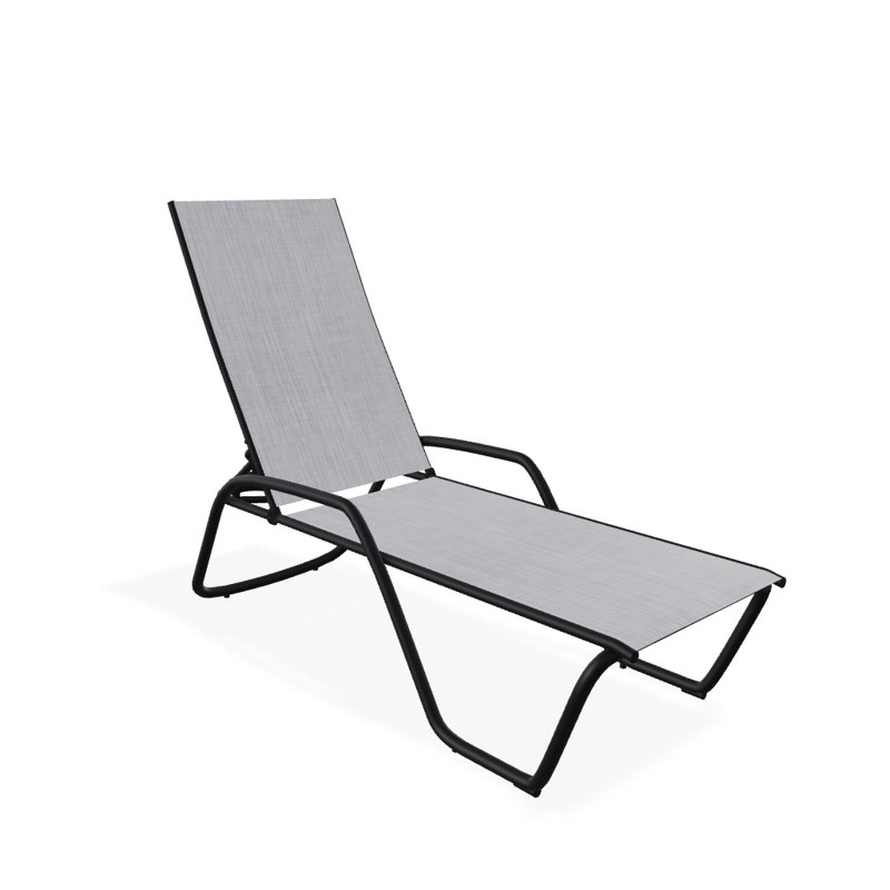 Outdoor Rust-Resistant Metal Chaise Lounge, Textured Black, Jewel