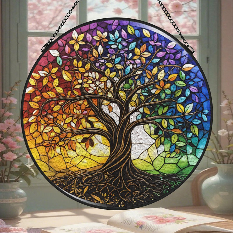 Vitrail coloré pour vitrail arbre de vie, 6.3x6.3in(16x16cm)