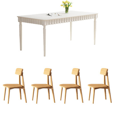 Vintage solid wood ash dining table set