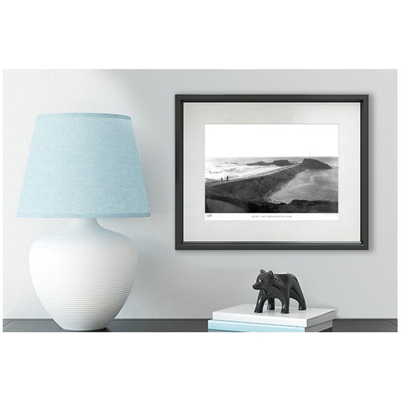 Bude, The Breakwater 1920 - Single Picture Frame Print on Wood, 45cm H x 60cm W x 2.3cm D