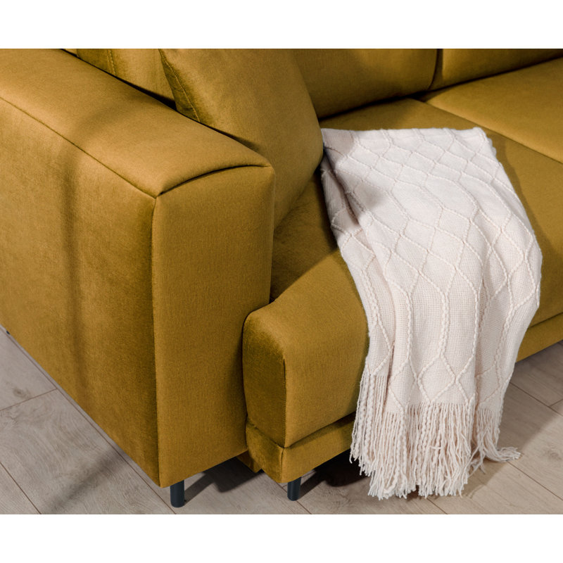Aecca 4 Seater Sofa Bed, Left facing, Yellow