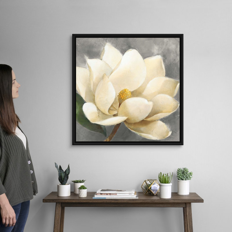 Art mural sur toile Magnolia Blossom, Cadre noir, H 30 po x l 30 po x P 1,25 po