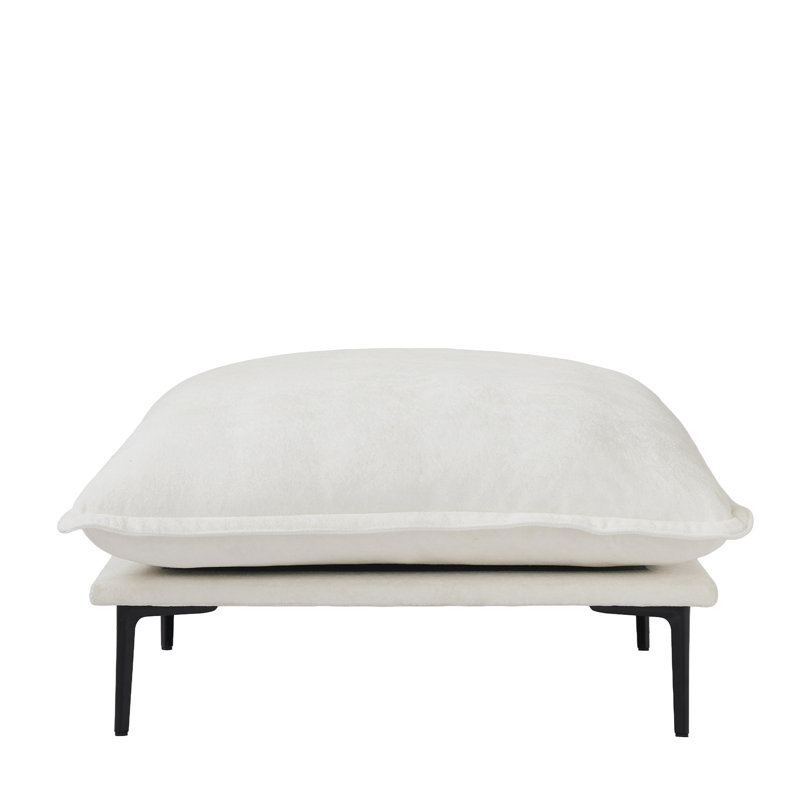 Traci Upholstered 39.37" Velvet Ottoman, Beige