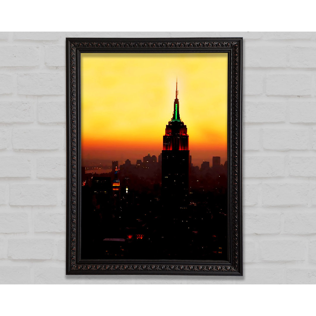 Gerahmter Kunstdruck New York City Empire State Building Orange Glow