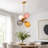 Modern 4-Light Colored Glass Chandelier with Gold Finish