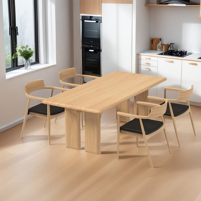 Natural solid wood table set, 29.52"H x 55.11"L x 27.55"W
