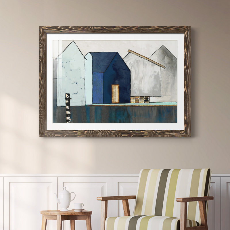 «Empty Village», reproduction sur toile encadrée, Papier avec cadre noyer, H 31,5 po x l 23,5 po x P 1,5 po