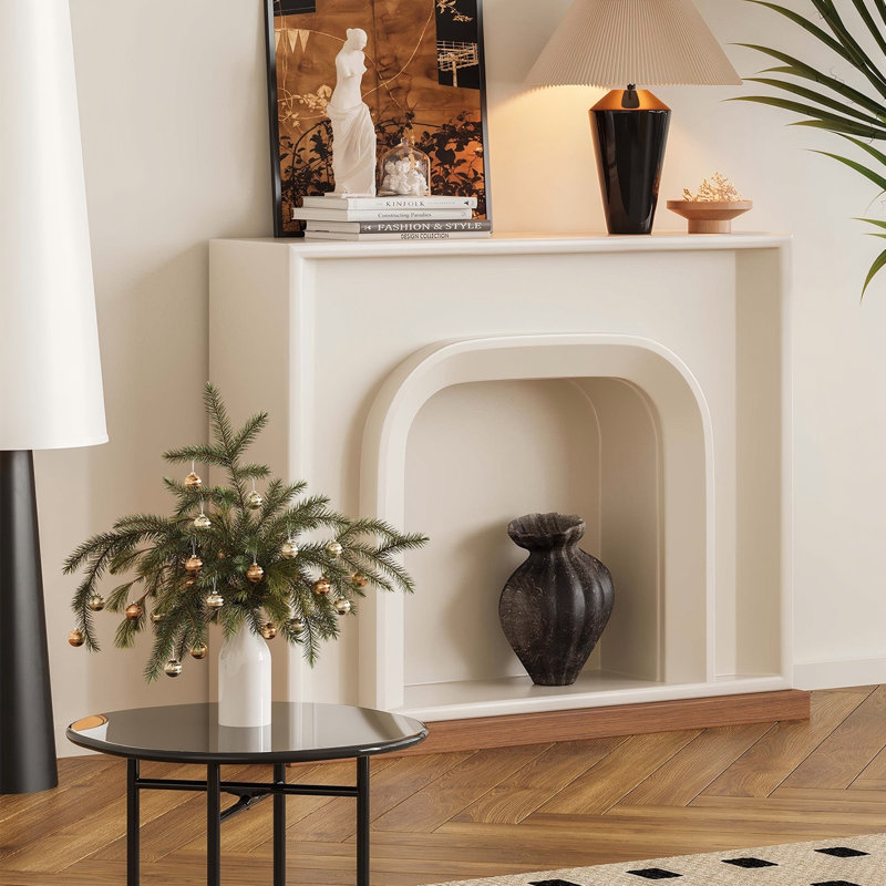 42.52"Modern Minimalist White Fireplace Mantel