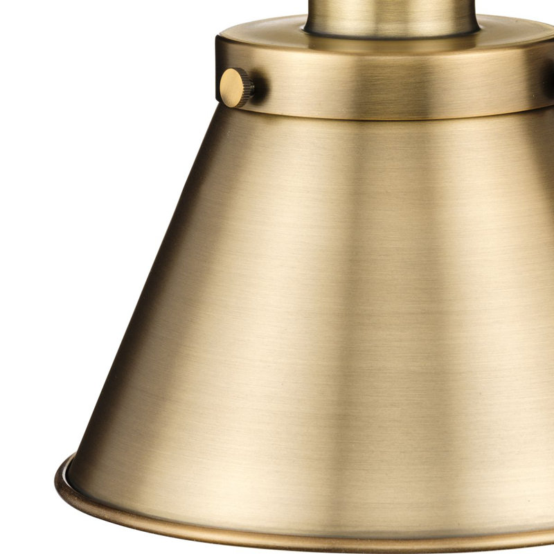 Luminaire suspendu conique à 1 lumière Landrich, Laiton rétro, Laiton rétro