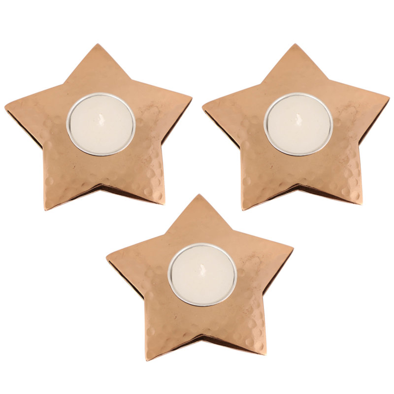 3 Piece Metal Tabletop Tealight Holder Set