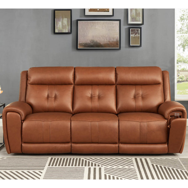 Hokku Designs Dhruvan 87.5'' Leather Reclining Sofa | Wayfair