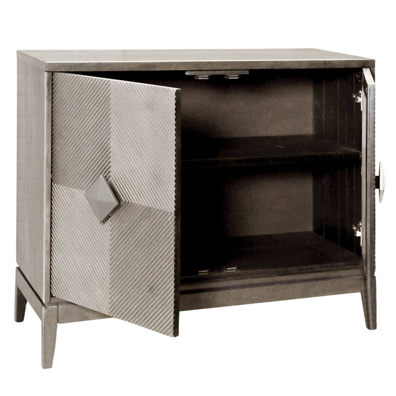 Diamond Shaped Two Door Pulls Cabinet - Dove Grey Finish