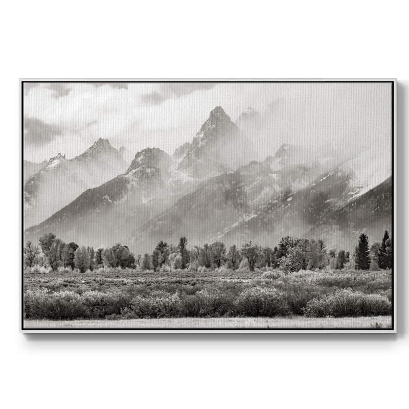 Teton Range-Framed Gallery Wrapped Canvas, H 27 po x l 41 po x P 2 po, Blanc
