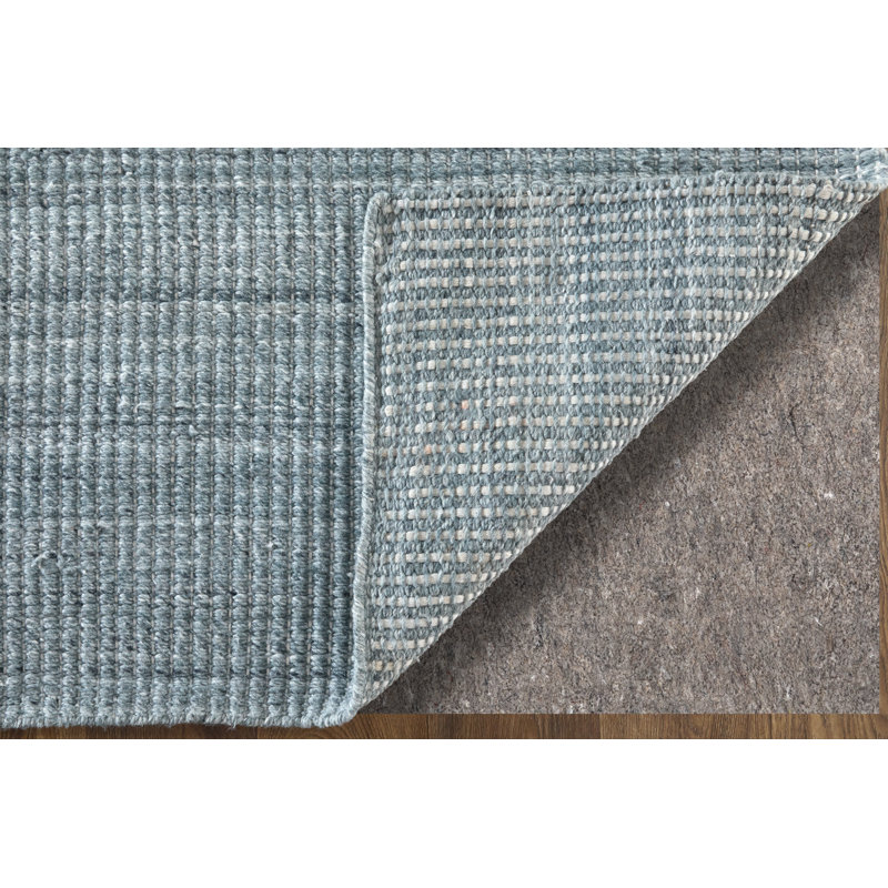 Limerick Hand Woven Recycled P.E.T Solid Color Area Rug in Blue, Rectangle 8' x 10', Light Blue