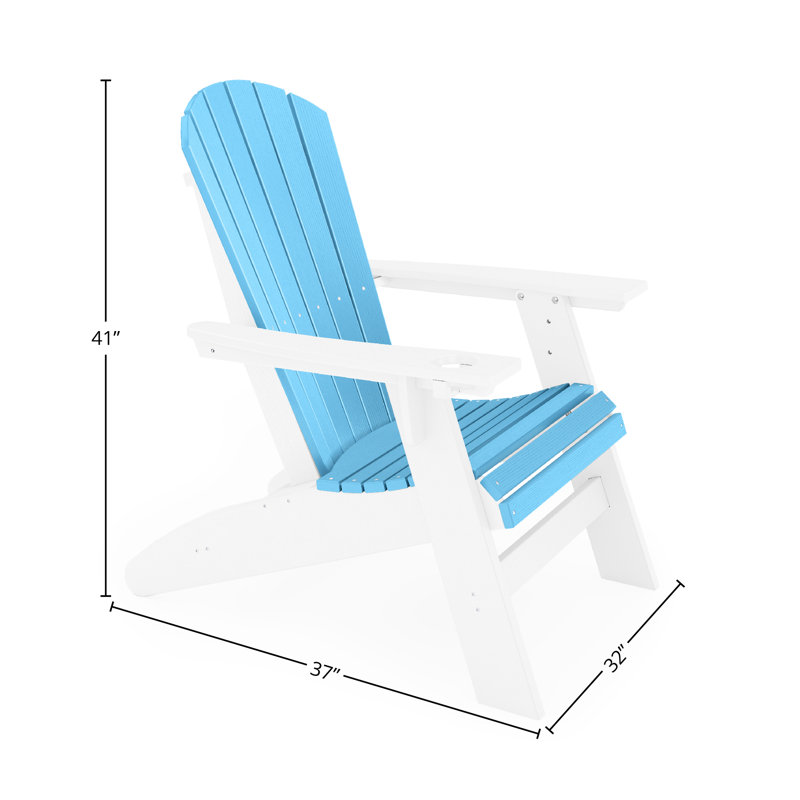 Kavia Outdoor Adirondack Chair With Table, Destin White/Summer Blue