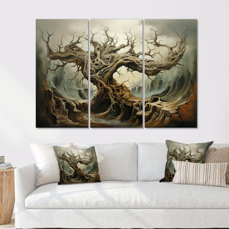 «Tw torsed Roots», ensemble d'art sur toile surréalisme II, H 28 po x l 36 po x P 1 po