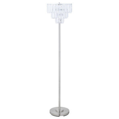 Hunstant 61-Inch Hanging Crystal Metal Floor Lamp Chrome