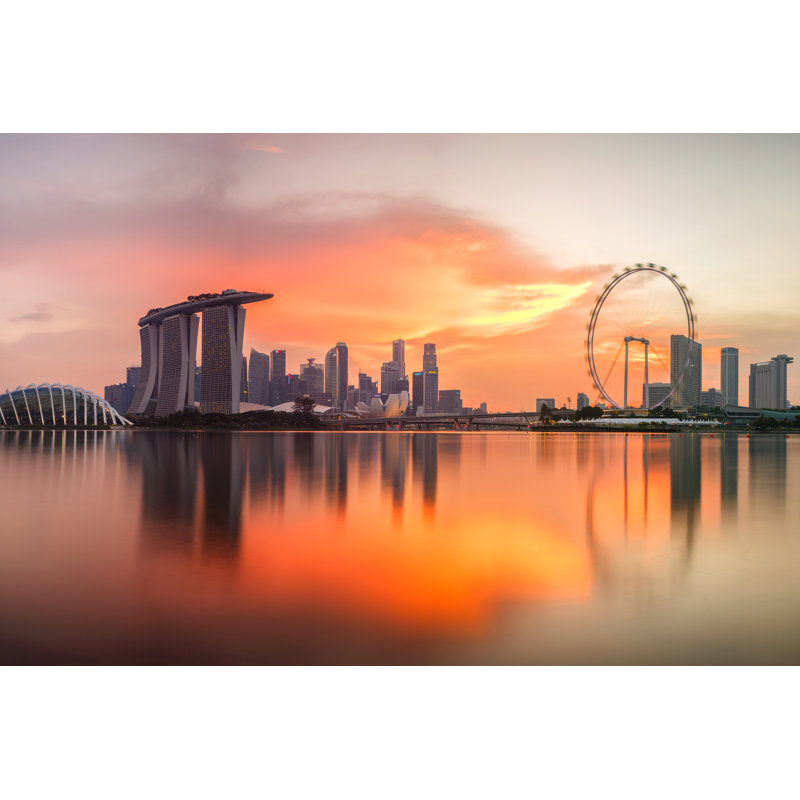Silhouette de Singapour au coucher du soleil, H 12 po x l 18 po