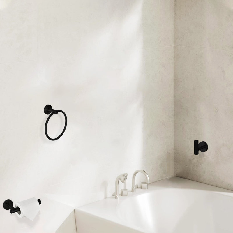 3 -Piece Stainless Steel Bathroom Hardware Set With Mounting Hardware, Matte Black